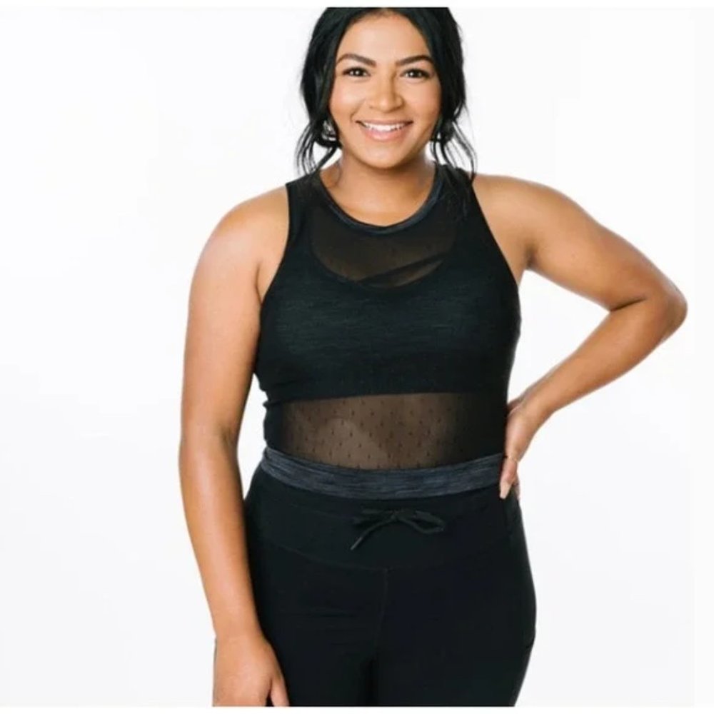 3/ $20 Zyia Sheer Polka Dot Crop Tank